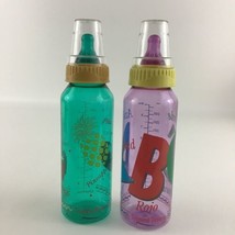 Gerber Baby Bottle Set Tropical Colors Fruit Spanish Cap Lid Nipple Vint... - $35.89