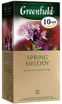 GREENFIELD SPRING MELODY BLACK 25 TEA BAGS X 10 BOXES - £36.99 GBP