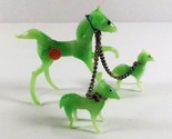 Vintage Japan Miniature Art Glass Figures Horse & Babies Hand Made Orig. Sticker