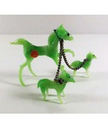 Vintage Japan Miniature Art Glass Figures Horse & Babies Hand Made Orig. Sticker - $15.17