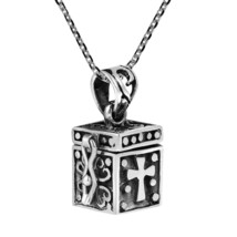 Christian Prayer Box Locket .925 Sterling Silver Necklace - £29.11 GBP