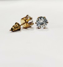 7mm Round Cut Diamond Solitaire Stud Earrings 14K Yellow Fn 5 pairs wholesale - £7.86 GBP