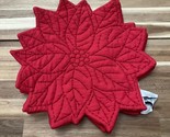 Nicole Miller Holiday Christmas Poinsettia Quilted Placemats Set of 4 Re... - $32.29