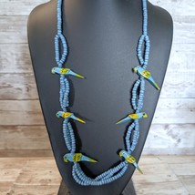 Vintage Blue Parrot Necklace - Long Necklace - Statement Necklace - $14.99