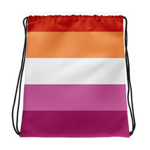 65 MCMLXV LGBT Lesbian Pride Sunset Flag Print Drawstring Bag Backpack - £20.26 GBP