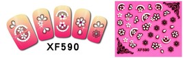 Nail Art 3D Stickers Stones Design Decoration Tips Flower White Black XF590 - $2.89