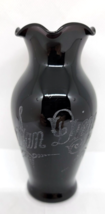 Vintage 1935 Etched Black Glass Souvenir Vase SAN DIEGO - £21.51 GBP