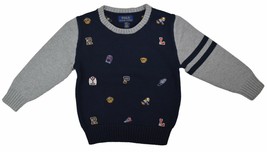 Polo Ralph Lauren Toddler Boy Logo All-over Cotton Sweater Blue, L(14-16) 9847-1 - £70.08 GBP