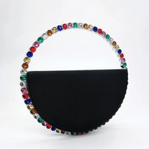 Colors round shape black clutch evening bag best designer multi color rhinestone handle thumb200