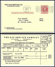 1954 US Postal Card - The Gas Service Co, El Dorado, Kansas to El Dorado... - $2.96