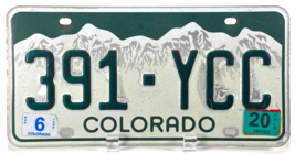 Colorado License Plate- 391-YCC -Green White Mountain-Stickers-Expired 6/20 - £7.34 GBP