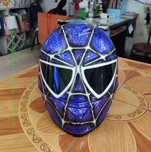BLUE SPIDERMAN CUSTOM MOTORCYCLE HELMET - $318.22