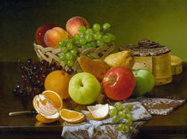 Framed Canvas Art Print Giclee Still Life With Apples, Grapes And Other Fruits - £31.64 GBP+