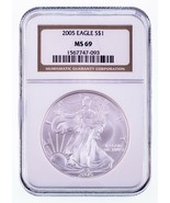 2005 Argento American Eagle Selezionato Da NGC Come MS-69 - $92.20