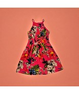 Vince Camuto Scuba Halter Dress Size 10 Fit &amp; Flare Pink Peach Floral Sl... - $658.76 MXN