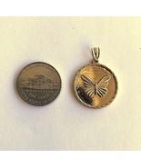 14K yellow gold butterfly pendant medal - $387.00