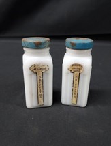 Lot Of 2 1940s GRIFFITH’s 4&quot; MILKGLASS SPICE SHAKER JAR Orig Labels ART ... - £14.93 GBP