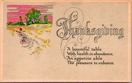 Thanksgiving Poem A Bountiful Table Abundance Appetite UNP 1910s Vtg Postcard - £3.14 GBP