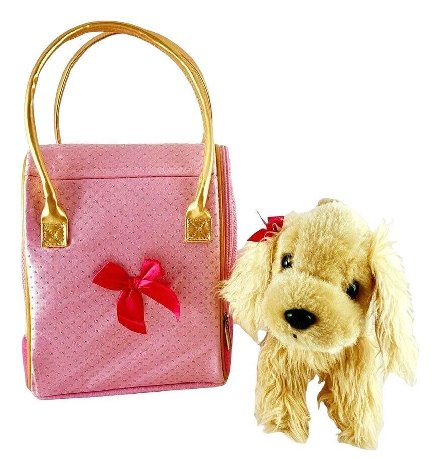 Pucci Pups Golden Dot Glam Bag & Cocker Spaniel Puppy Stuffed Animal & Carrier - $14.95