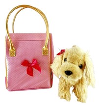 Pucci Pups Golden Dot Glam Bag &amp; Cocker Spaniel Puppy Stuffed Animal &amp; Carrier - £11.68 GBP