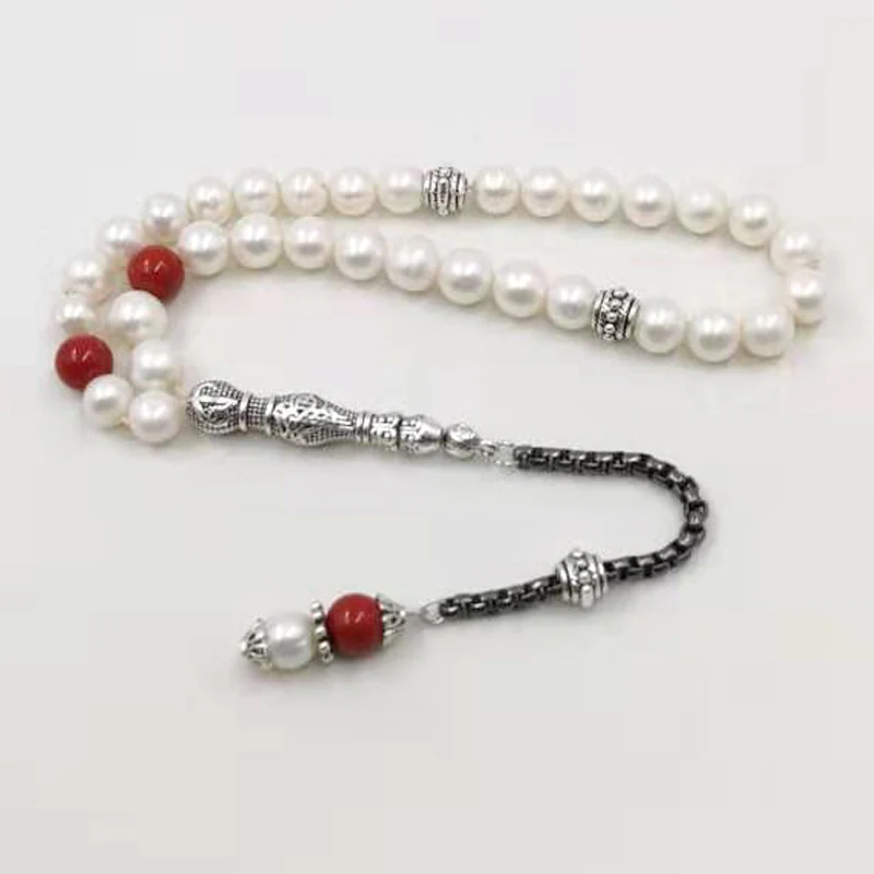 Pearls Rosary 33 Muslim Natural pearl Tasbih February 23 gift pearl bracelet Wom - £59.32 GBP