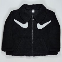 Nike Womens Size 1X NSW Sportswear Swoosh Full-Zip Jacket Sherpa Faux Fur Black - £87.91 GBP