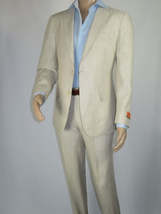 Men's ENZO Linen Spring Summer Suit Light Weight Breathable E58302-7 Natural image 3