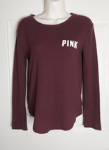 PINK by Victoria&#39;s Secret Long Sleeve Burgundy Thermal Top Blouse Size XS - £11.34 GBP