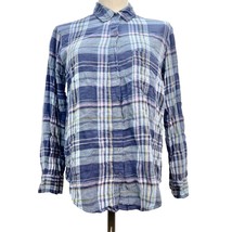 Aerie Flannel Shirt Womens Small Long Sleeves Blues Pink Green - £12.66 GBP