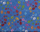 Cotton Go Paws Dog Puppies Prints Tracks Blue Fabric Print by Yard D754.25 - $13.95