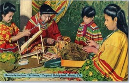 Seminole Native Americans at Home Tropical Hobbyland Miami Florida Postcard - £5.82 GBP