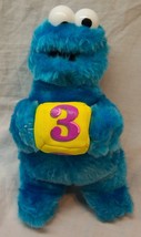 Sesame Street Cookie Monster With #3 Block 8&quot; Plush Stuffed Animal Toy - £11.80 GBP