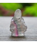 Chinese Carved Rainbow Fluorite Stone Guanyin Buddha Pocket Statue - 1.7... - $498.95 MXN