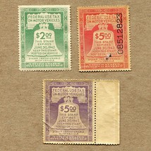 Motor Vehicle Federal Use Tax Stamp Lot 1940s Sc RV1 RV6 RV30 $2.09 $5 - £11.72 GBP