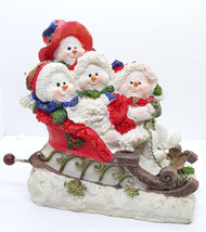 Hand Cranked Christmas Music Box Snowman Family On Sleigh - We Wish You A Merry♫ - £6.40 GBP