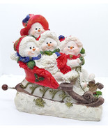 Hand Cranked Christmas Music Box Snowman Family On Sleigh - We Wish You ... - £6.38 GBP