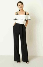 Eliza J Ruffle Jumpsuit Plus Sz 22W Black Ivory - $77.62