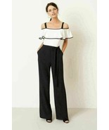 Eliza J Ruffle Jumpsuit Plus Sz 22W Black Ivory - $1,431.60 MXN