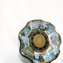 Houze Art Presidential Seal Washington DC Glass Ruffled Bowl Candy Dish Plate 7&quot; - £14.89 GBP