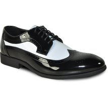 Vangelo Men Dress Shoe Tab-3 Formal Tuxedo Prom Wedding Black &amp; White Patent - £56.08 GBP+