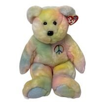Ty Beanie Buddy “Peace the Ty-Dyed Bear” Large 15" 1999 Retired Plush Toy - $14.00