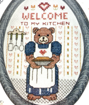 New Berlin Co. Cross Stitch Kit  Welcome to my kitchen Bear Holding Pie ... - $17.37