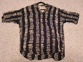 YASHI YAMAMURI Marucci Made In Italy Short Sleeve Rayon L Shirt VTG Geom... - £22.19 GBP
