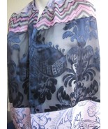 ECHO Silk Scarf 62&quot; x 13 ½&quot; Baroque Floral Colorblock and Sheer Segments - £14.84 GBP