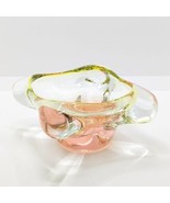 Chribska Art Glass Bowl, Peach &amp; Green, Bohemian, Czech, Vintage 1990s, ... - £25.99 GBP