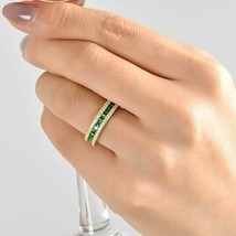 2.00Ct Princess Simulated Emerald Eternity Wedding Band 14K Yellow Gold Plated - £125.27 GBP
