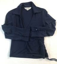Women&#39;s Size Small Surplice Neckline and Ruched on One Side Blue Shirt - £6.99 GBP