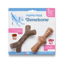 Benebone Puppy Pack Stick &amp; Zaggler Dog Chew Toy Maplewood &amp; Bacon, 1ea/XS|2 pk - £18.15 GBP