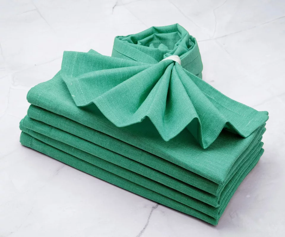 Set of 6 Green Napkins Cotton Napkins Cloth Dinner Napkins Table Napkins... - $44.99