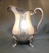 CRESCENT Silver Plated Pitcher Jug, Claw Feet, Ice Lip, Ornate 8.5-inch ... - $34.65